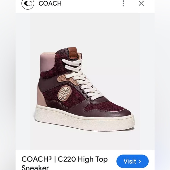 COACH C220 High -Top Sneakers Burgundy and Pink High-Top SneakersSIZE 8 WOMENS